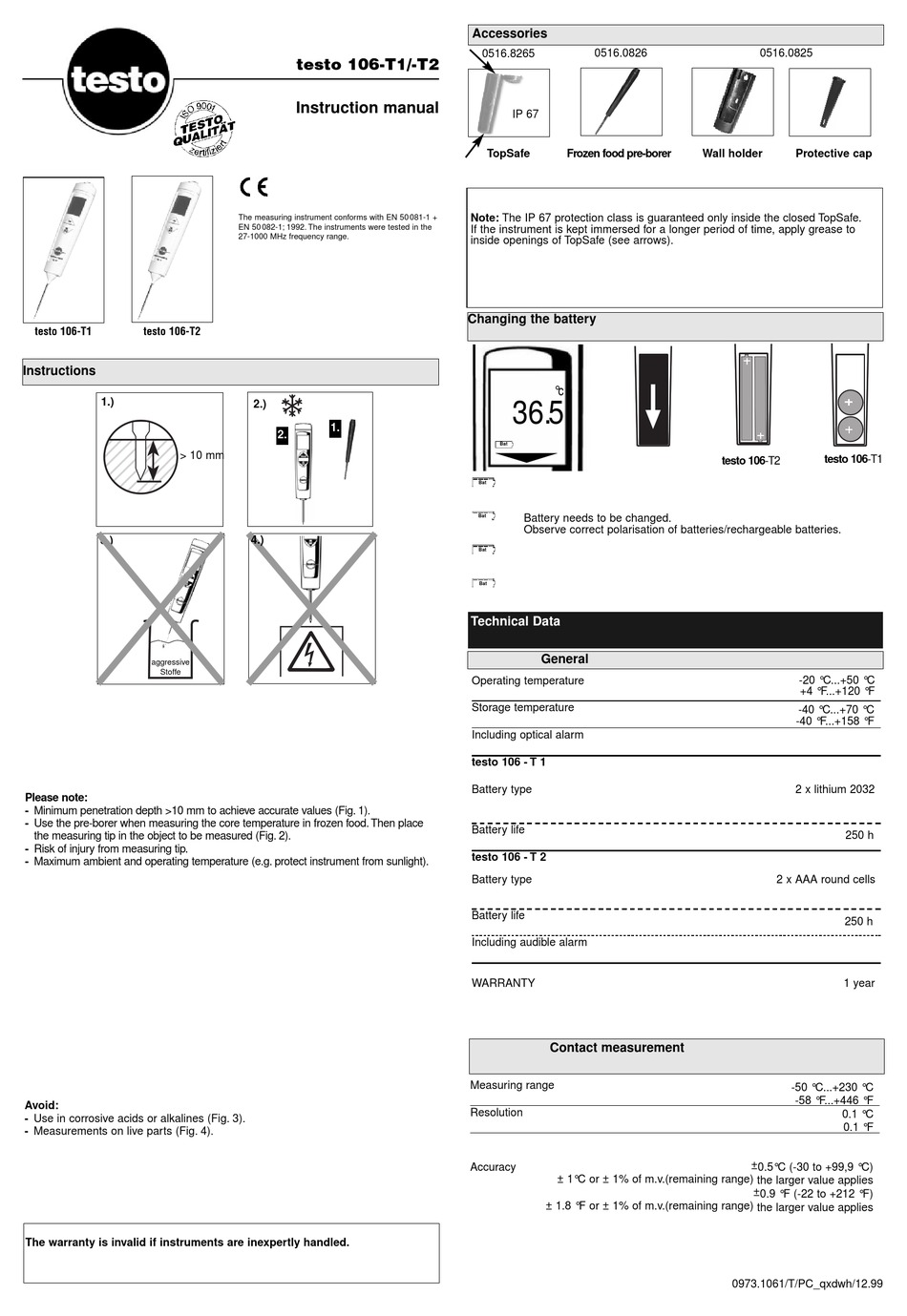 Testo 106 T1 Instruction Manual Pdf Download Manualslib