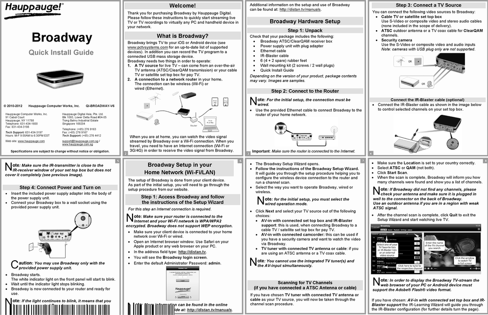 HAUPPAUGE BROADWAY QUICK INSTALL MANUAL Pdf Download ManualsLib