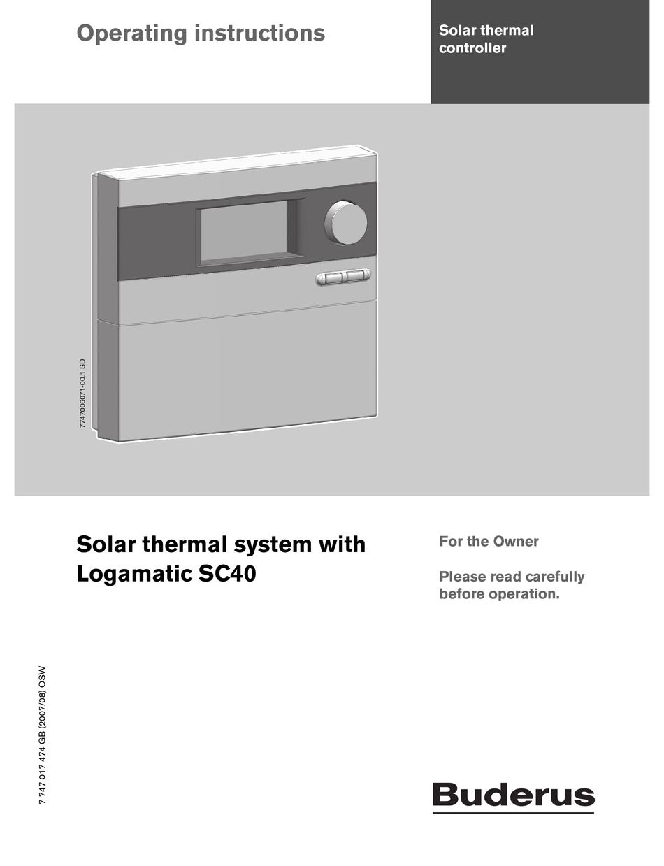 BUDERUS LOGAMATIC SC40 OPERATING INSTRUCTIONS MANUAL Pdf Download