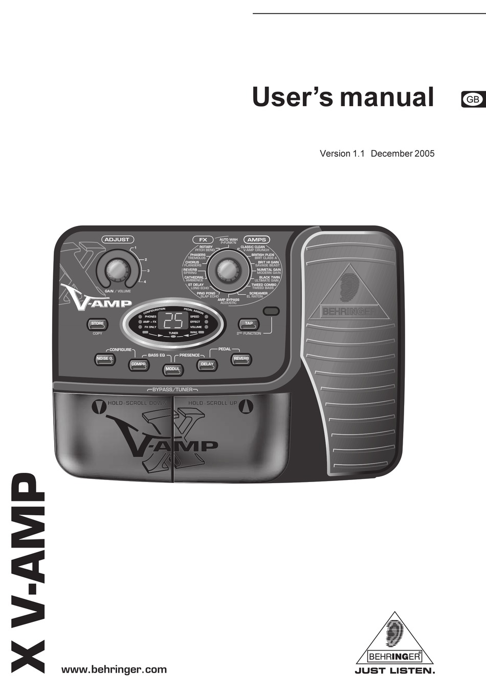 Behringer X V Amp User Manual Pdf Download Manualslib