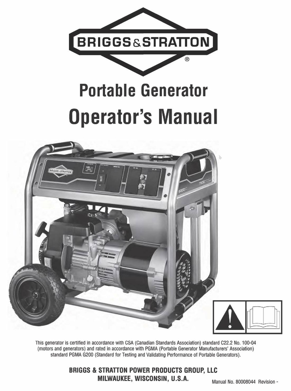 BRIGGS & STRATTON PORTABLE GENERATOR OPERATOR'S MANUAL Pdf Download ManualsLib