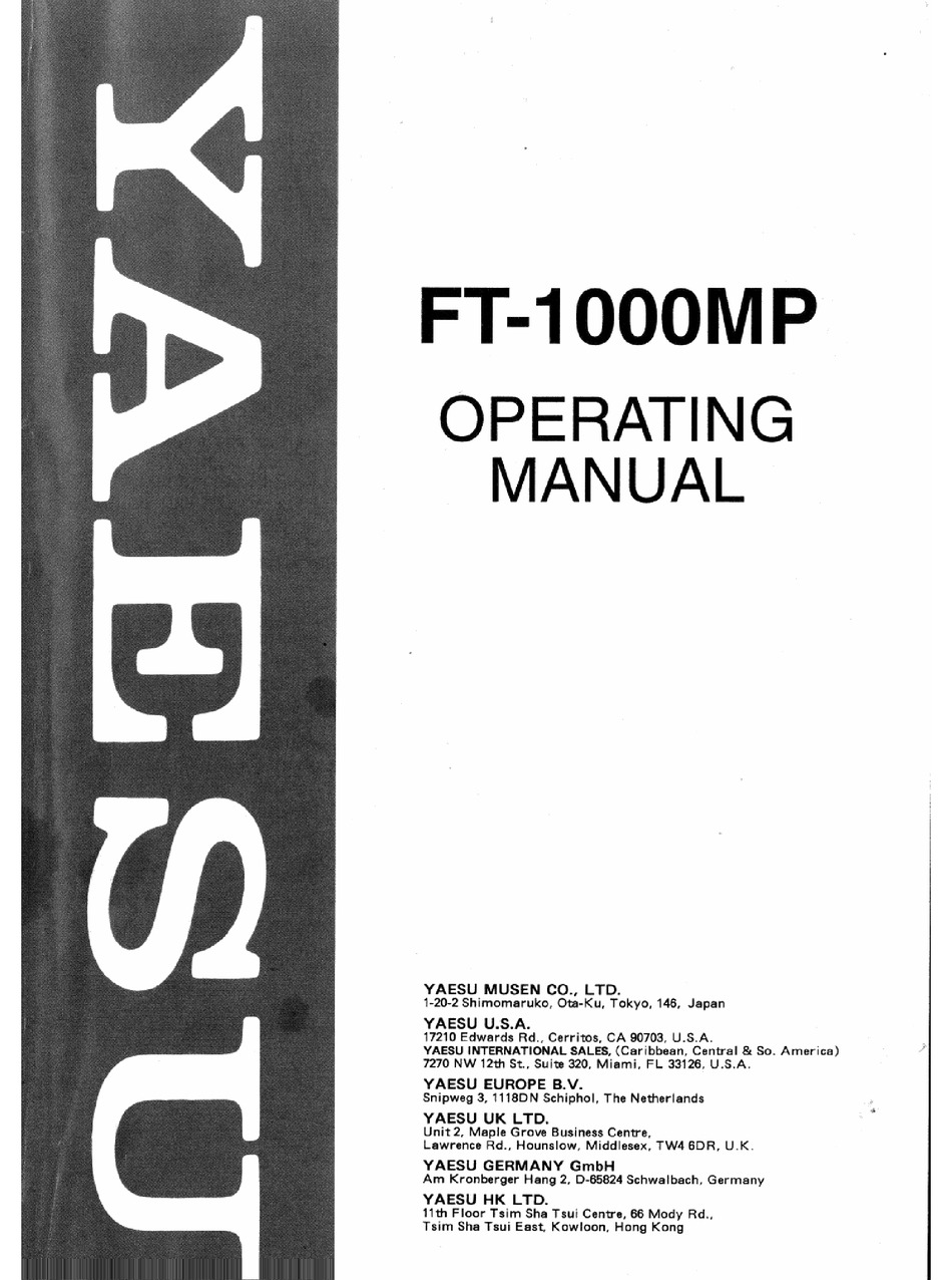 Yaesu Ft 1000mp Operating Manual Pdf Download Manualslib