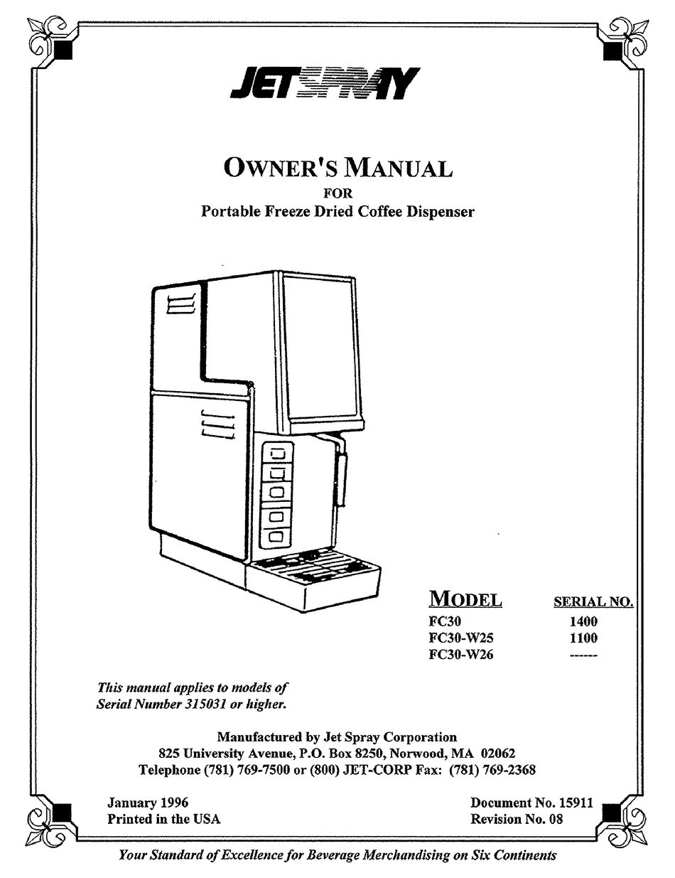 JET SPRAY FC30 OWNER'S MANUAL Pdf Download ManualsLib