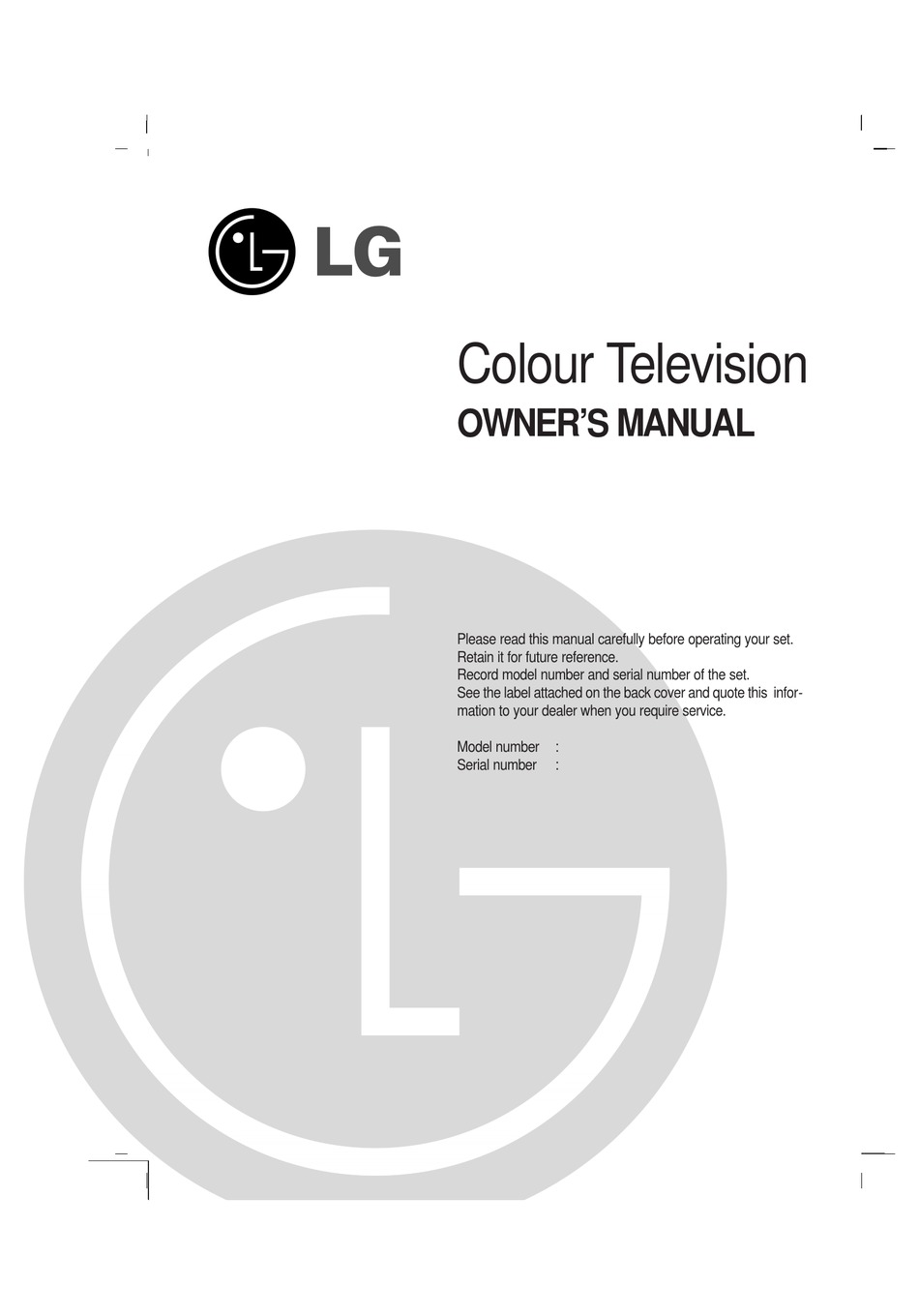 LG COLOUR TELEVISION OWNER'S MANUAL Pdf Download | ManualsLib