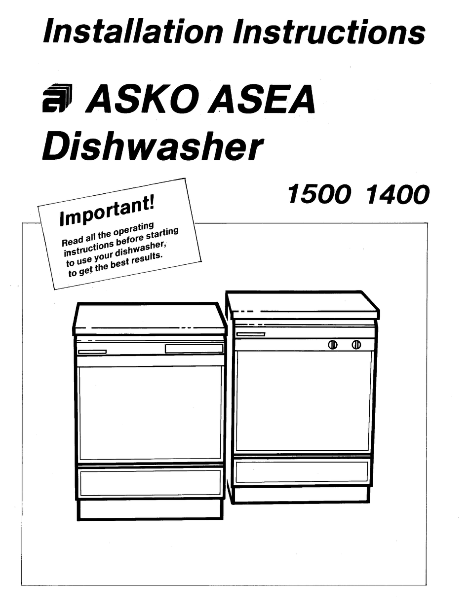 ASKO 1500 INSTALLATION INSTRUCTIONS MANUAL Pdf Download ManualsLib