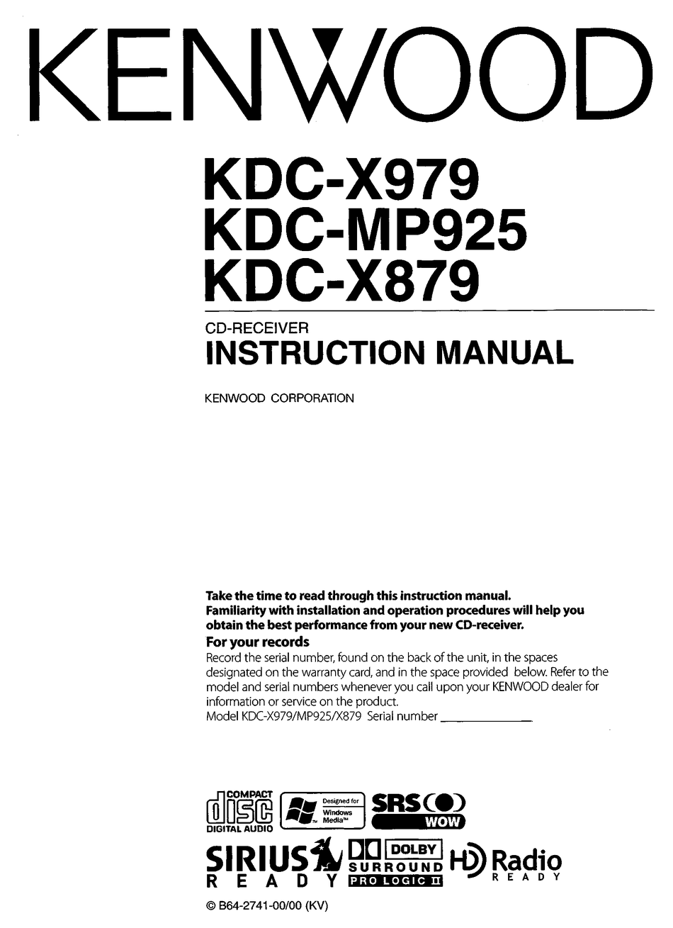 KENWOOD KDC-X979 INSTRUCTION MANUAL Pdf Download | ManualsLib