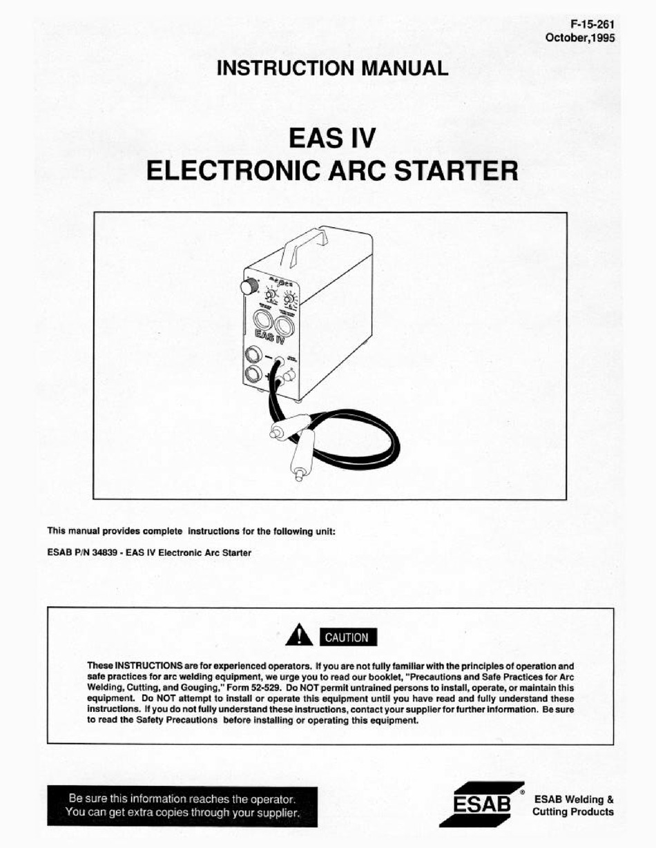 ESAB EAS IV INSTRUCTION MANUAL Pdf Download | ManualsLib