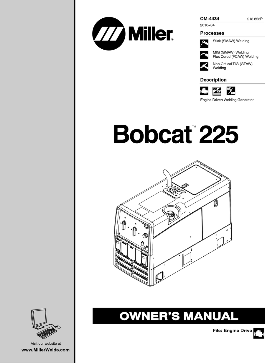 MILLER BOBCAT 225 OWNER'S MANUAL Pdf Download | ManualsLib