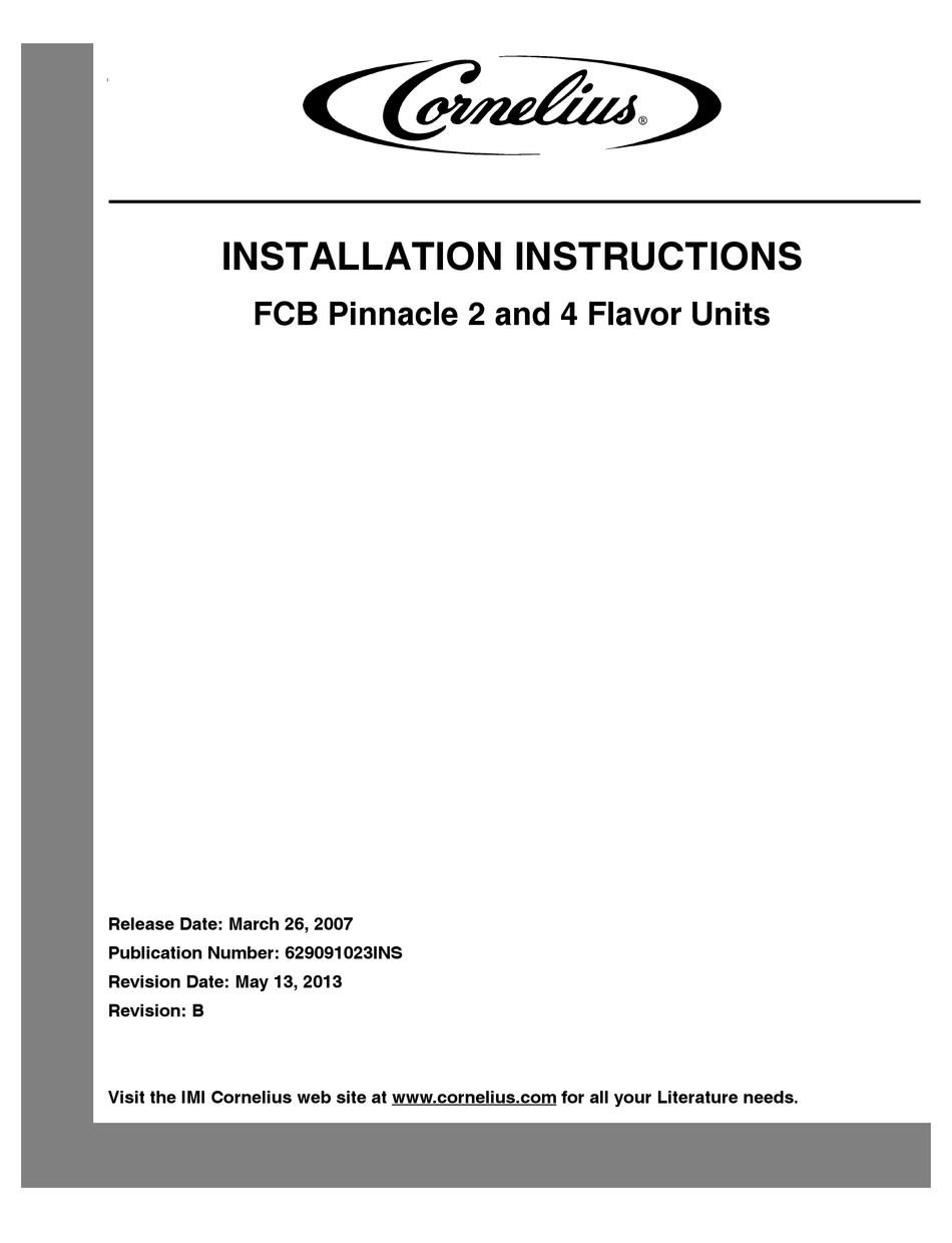 CORNELIUS FCB PINNACLE INSTALLATION INSTRUCTIONS MANUAL Pdf Download