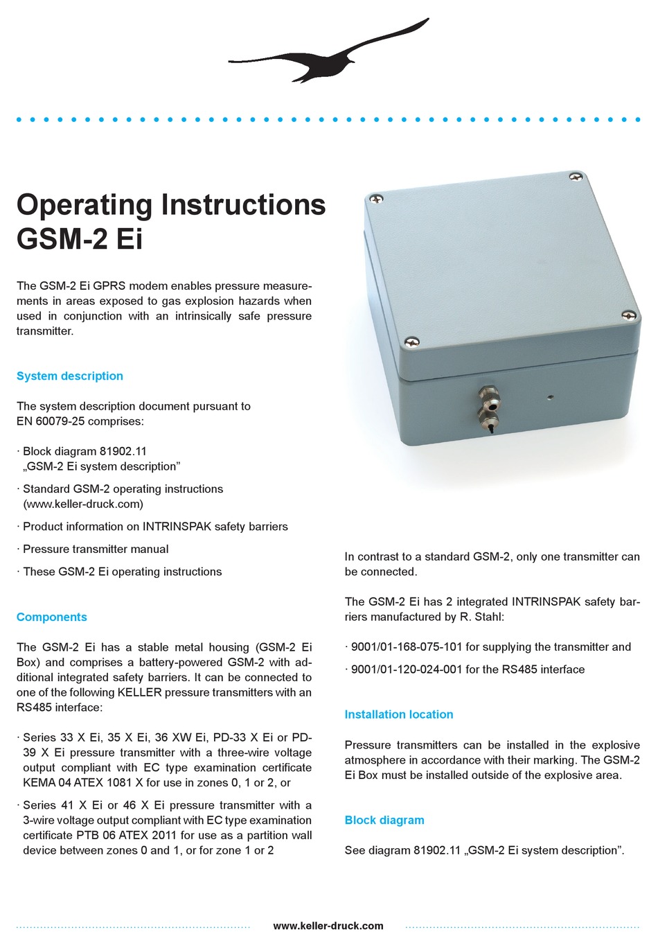 KELLERDRUCK GSM2 EI OPERATING INSTRUCTIONS Pdf Download ManualsLib