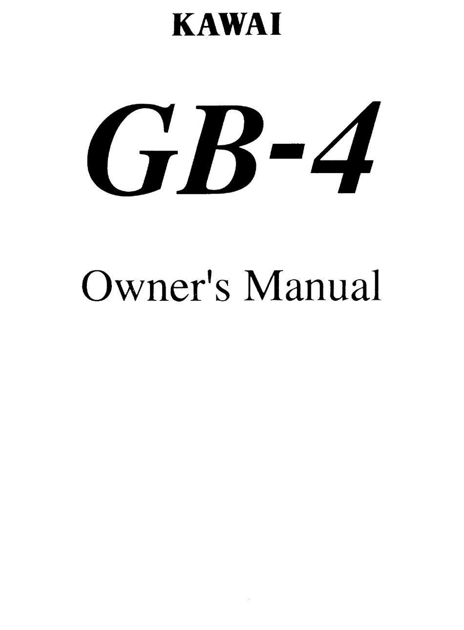 KAWAI GB-4 OWNER'S MANUAL Pdf Download | ManualsLib