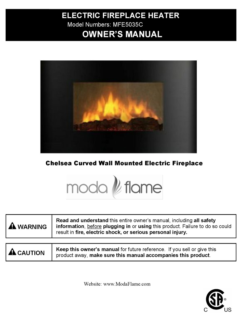 wall mounted electric fireplace on Moda Flame Mfe5035c Owner S Manual Pdf Download Manualslib