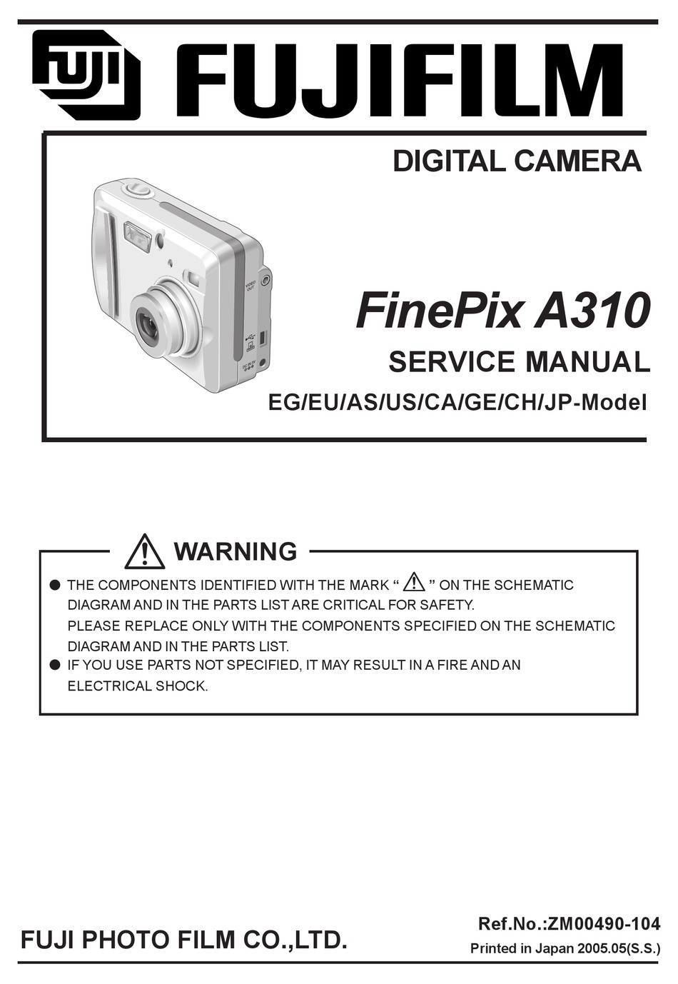 FUJIFILM FINEPIX A310 EG SERVICE MANUAL Pdf Download | ManualsLib