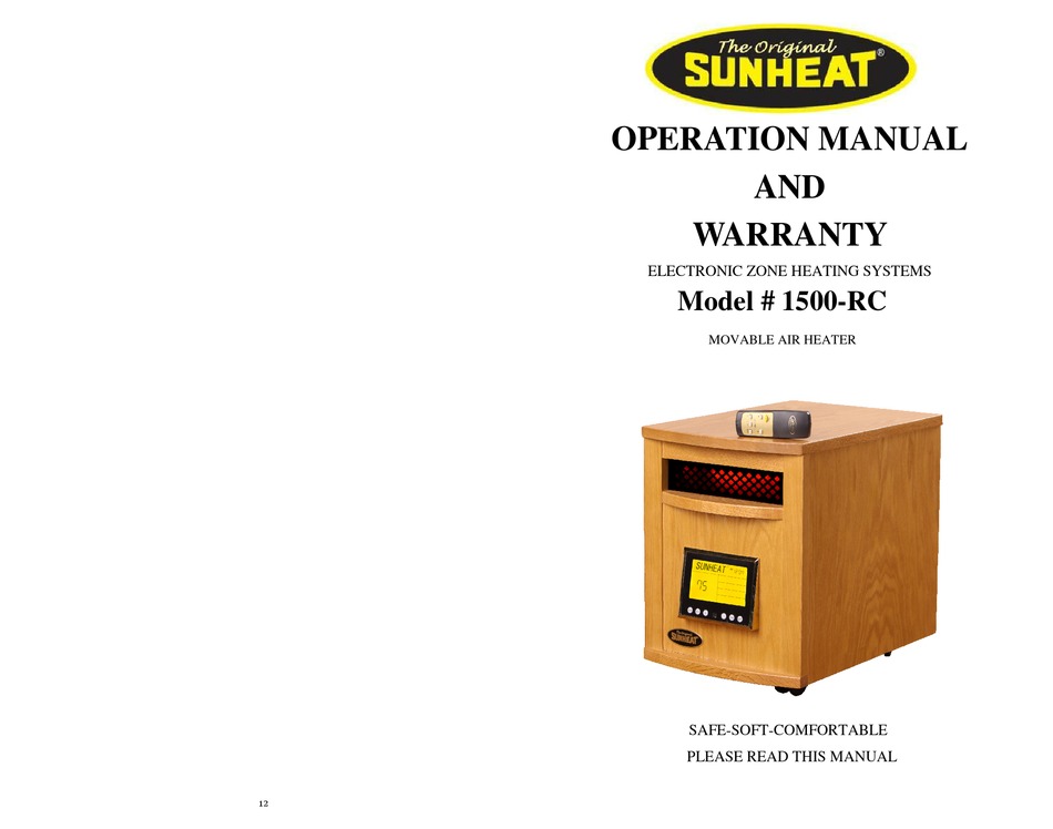 SUNHEAT 1500RC OPERATION MANUAL Pdf Download ManualsLib