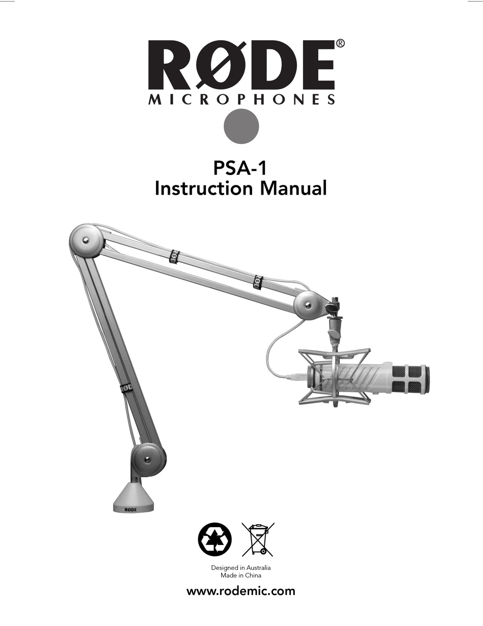 RODE MICROPHONES PSA-1 INSTRUCTION MANUAL Pdf Download | ManualsLib