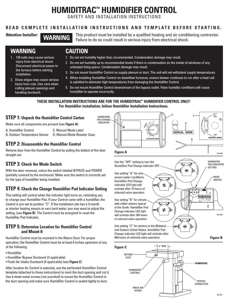 CARRIER HUMIDITRAC SAFETY AND INSTALLATION INSTRUCTIONS Pdf Download ...