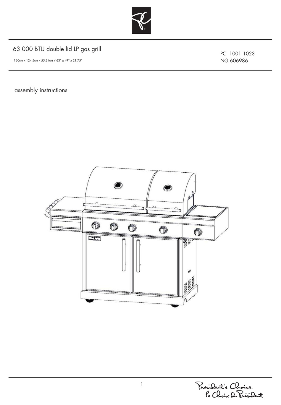 PRESIDENT S CHOICE 63 000 BTU ASSEMBLY INSTRUCTIONS MANUAL Pdf Download ManualsLib