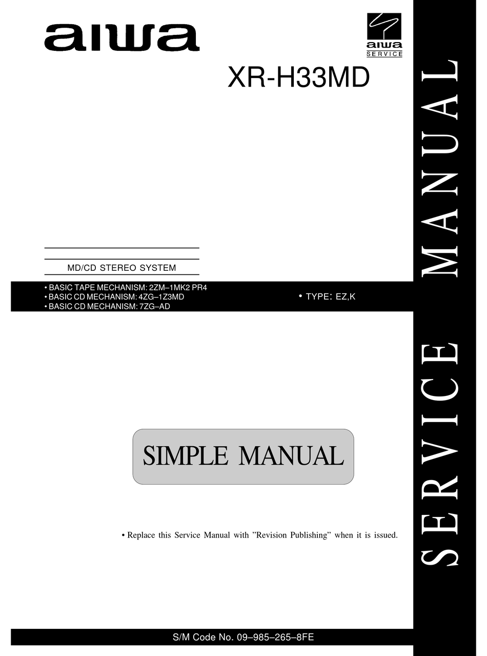 AIWA XR-H33MD SERVICE MANUAL Pdf Download | ManualsLib