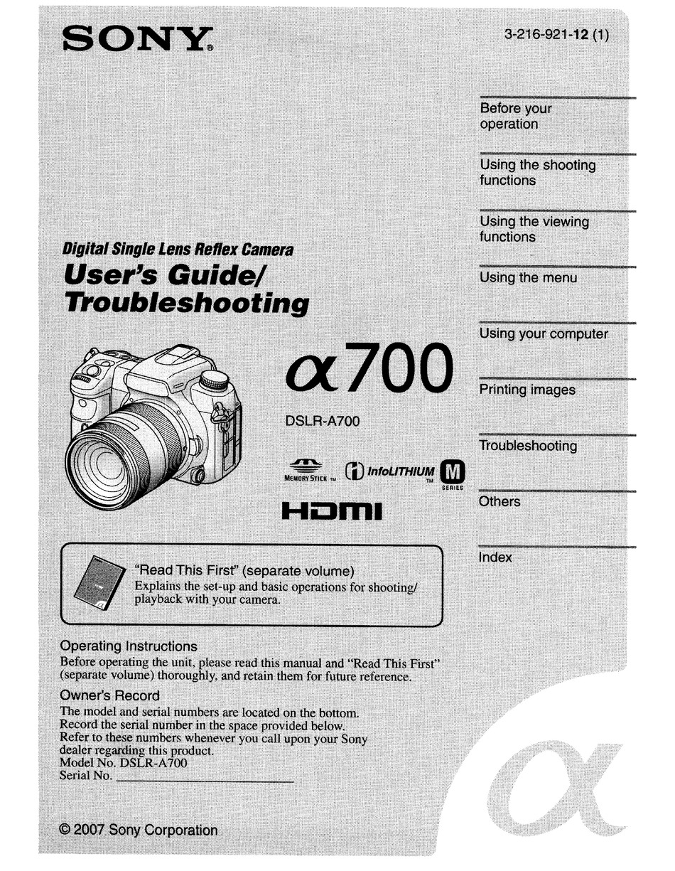 sony a350 camera manual