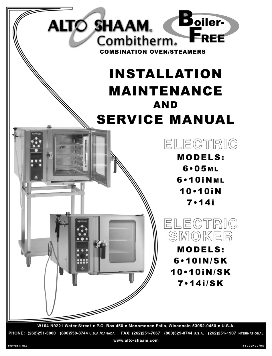 ALTO-SHAAM 6-05ML INSTALLATION MAINTENANCE AND SERVICE MANUAL Pdf