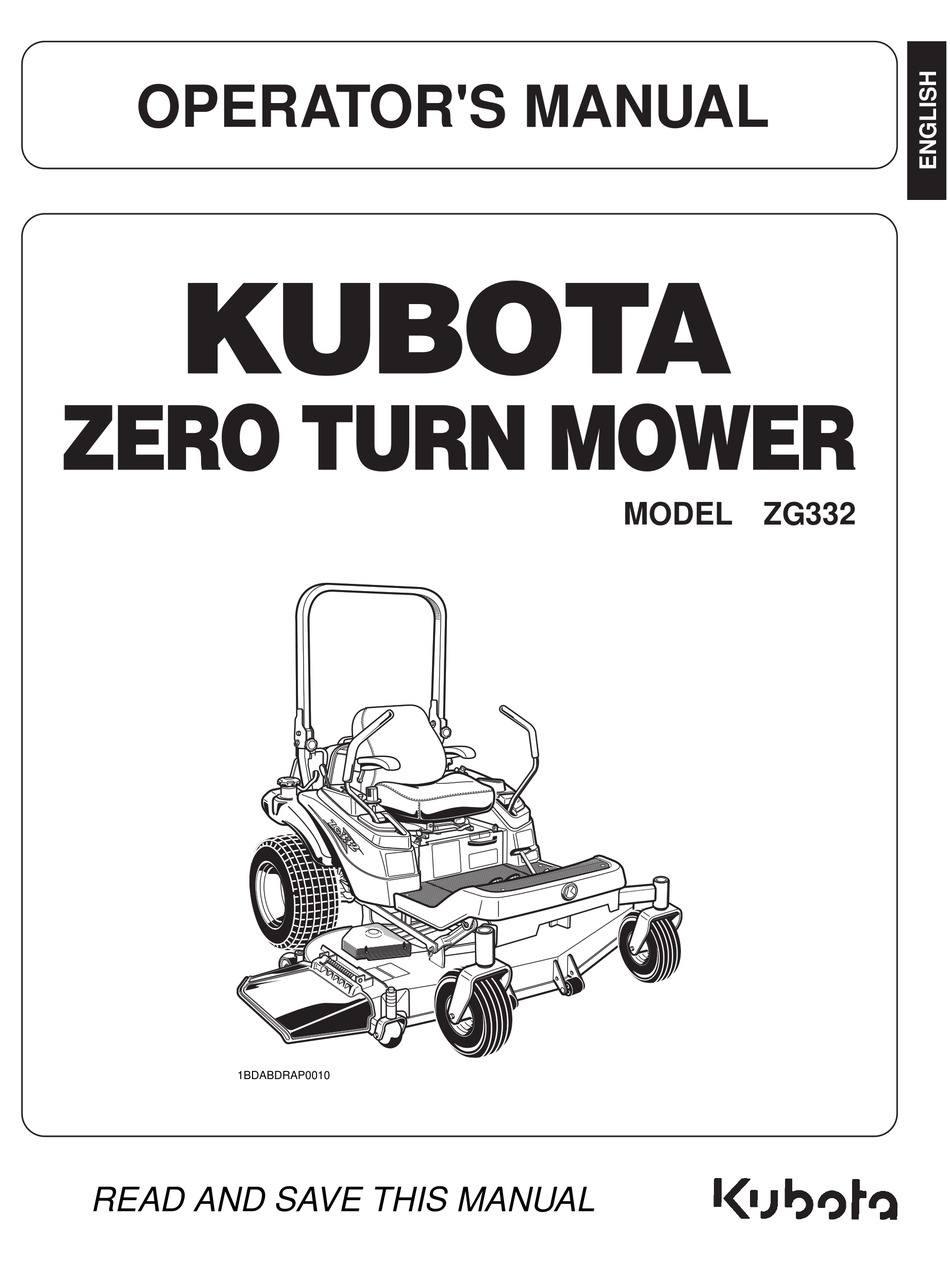 KUBOTA ZG332 OPERATOR'S MANUAL Pdf Download | ManualsLib