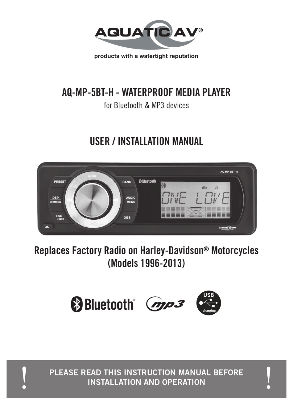 Aquatic Aq Mp 5bt H User And Installation Manual Pdf Download Manualslib