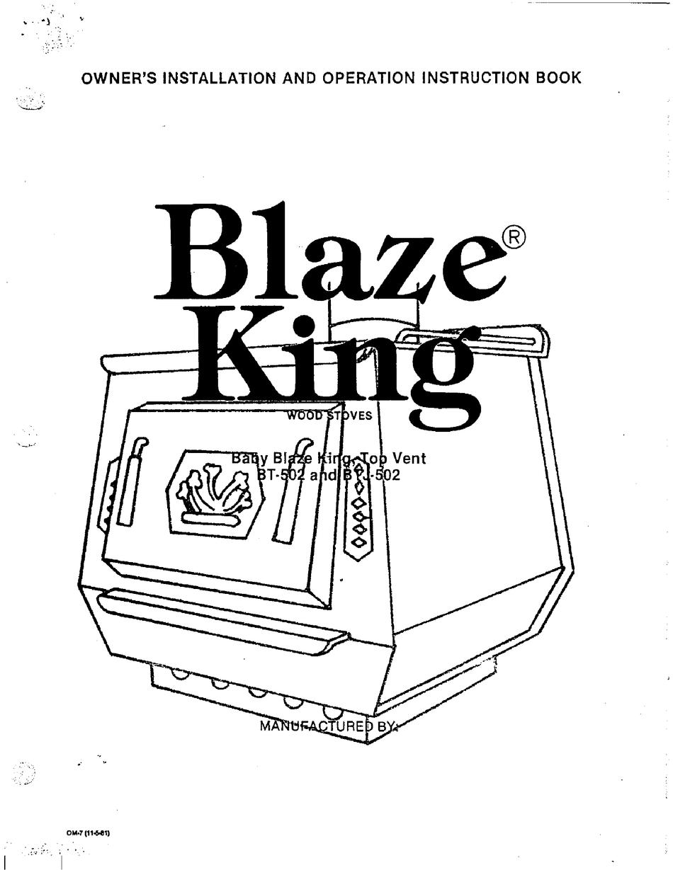 BLAZE KING BT-502 OWNER'S INSTALLATION AND OPERATION MANUAL Pdf Download |  ManualsLib