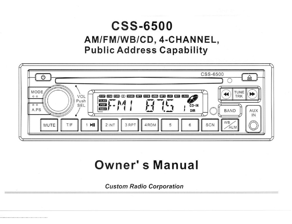 CUSTOM RADIO CSS65500 OWNER'S MANUAL Pdf Download ManualsLib