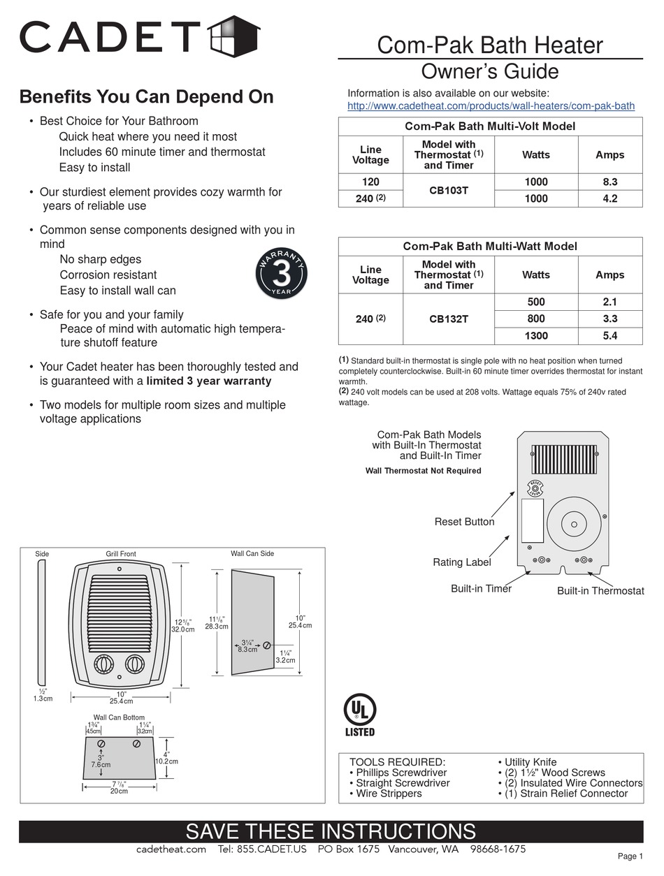 Cadet Heater 3600w Programmable Thermostat Manual PIXMOB