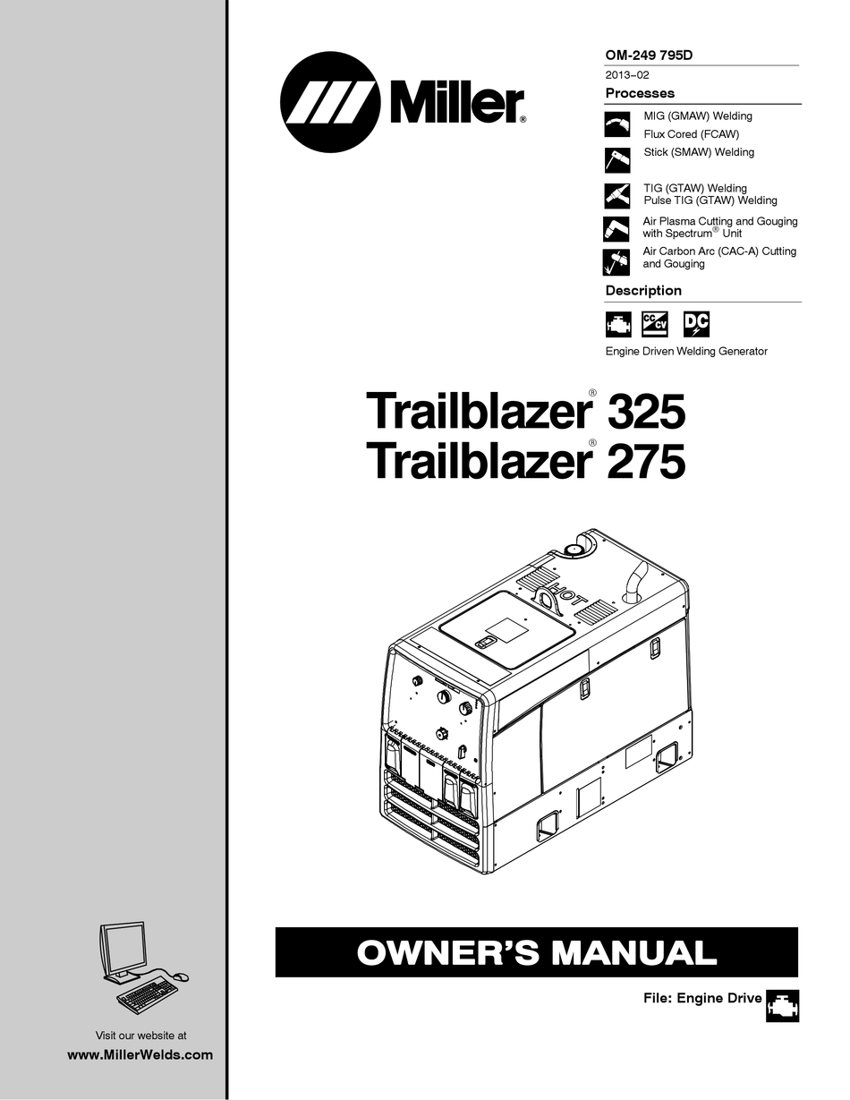 MILLER TRAILBLAZER 325 OWNER'S MANUAL Pdf Download | ManualsLib