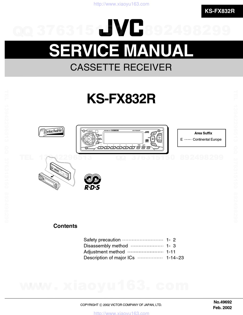 ORIGINAL JVC KS-FX832R CASSETTE MANUAL 