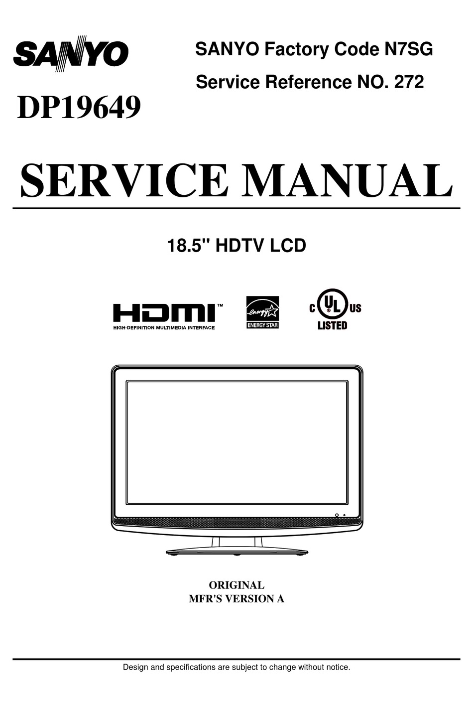 SANYO DP19649 SERVICE MANUAL Pdf Download | ManualsLib