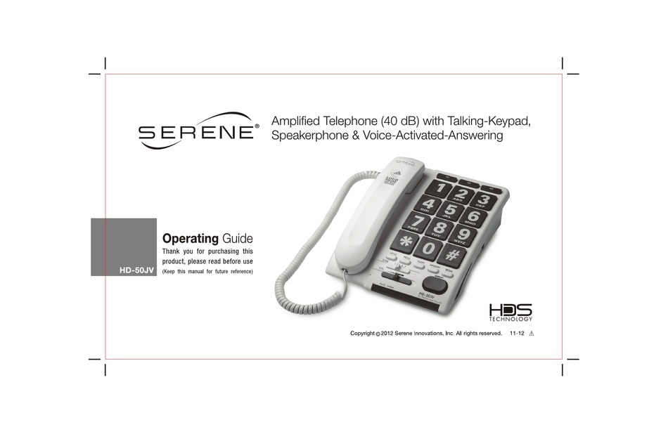 SERENE HD50JV OPERATING MANUAL Pdf Download ManualsLib