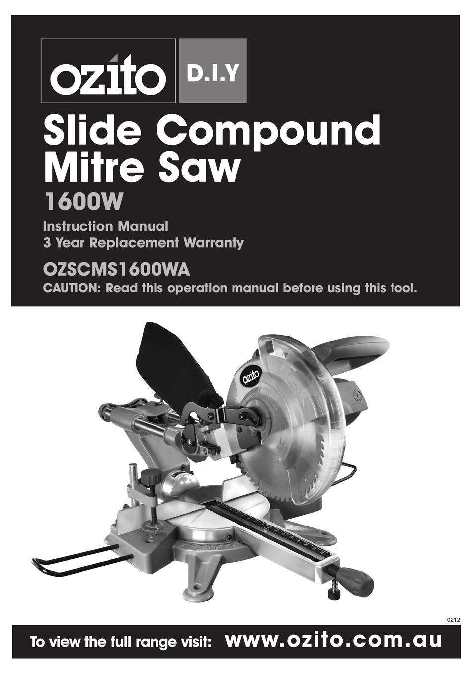 OZITO OZSCMS1600WA OPERATION MANUAL Pdf Download ManualsLib