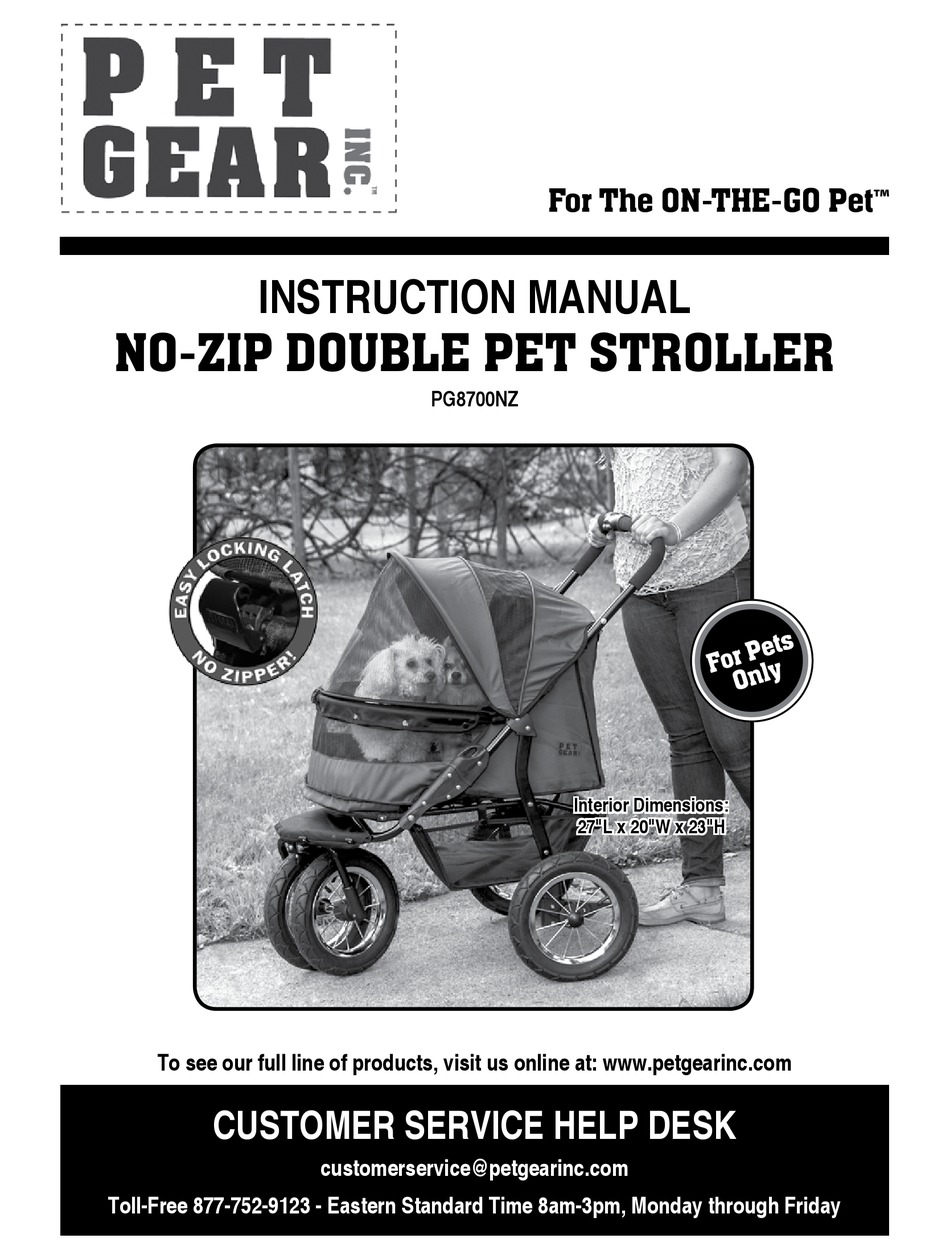 no zip double pet stroller