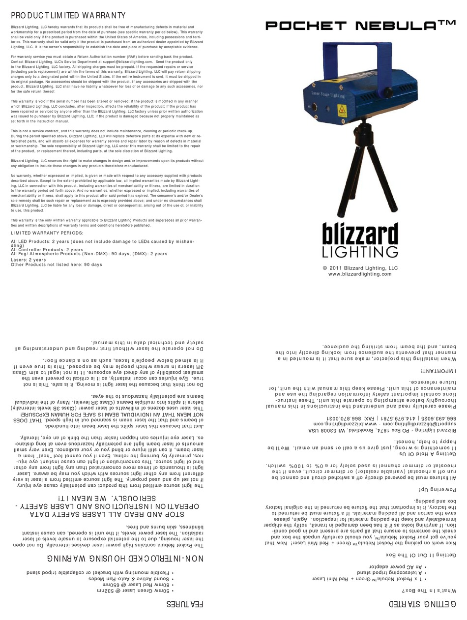 BLIZZARD LIGHTING POCKET NEBULA USER MANUAL Pdf Download ManualsLib