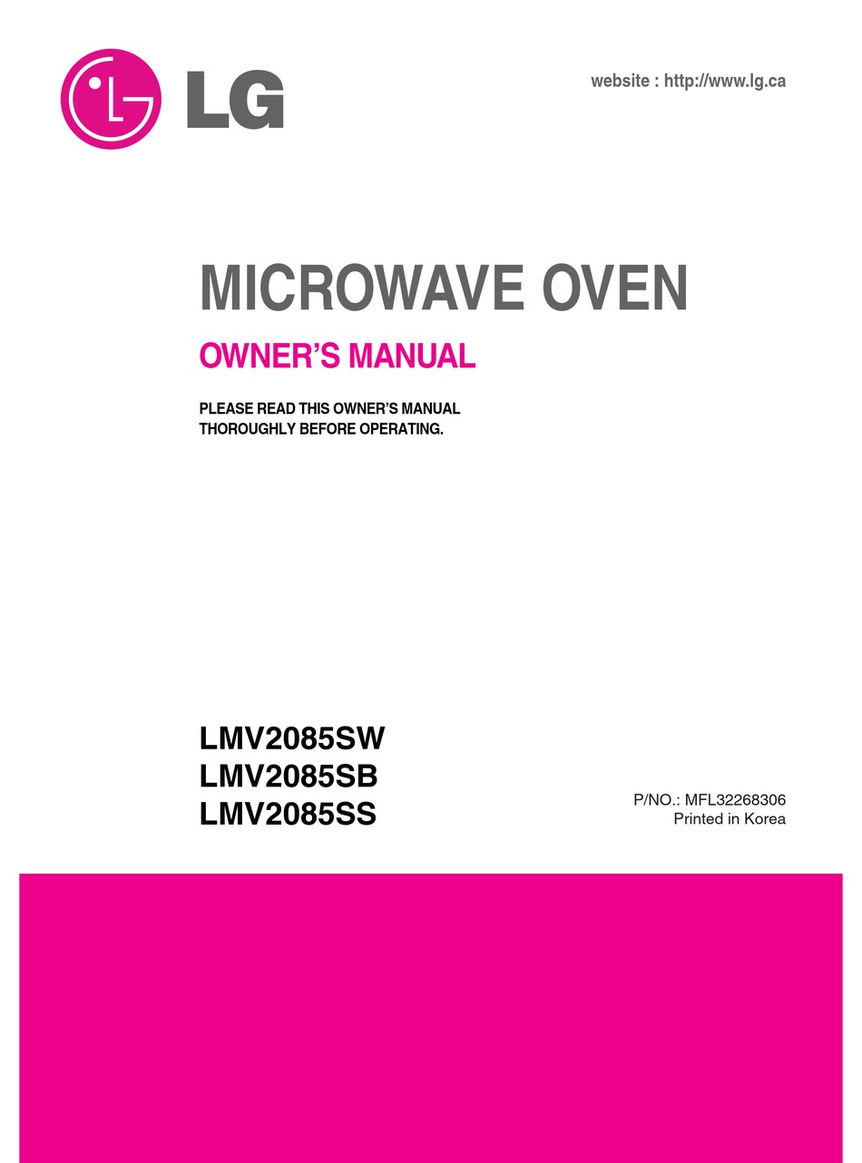 LG LMV2085SW OWNER'S MANUAL Pdf Download | ManualsLib