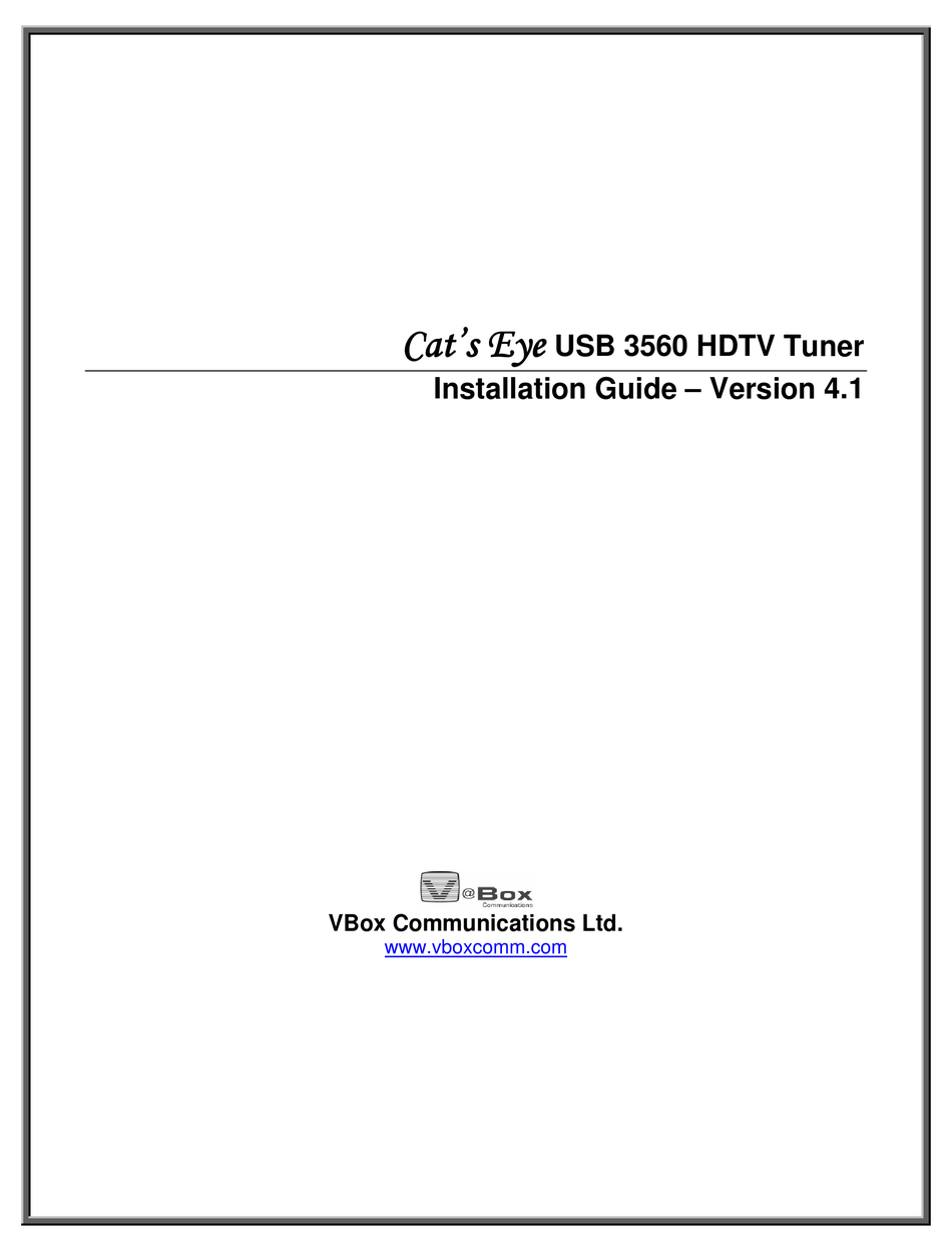 VBOX COMMUNICATIONS CAT'S EYE 3560 INSTALLATION MANUAL Pdf Download