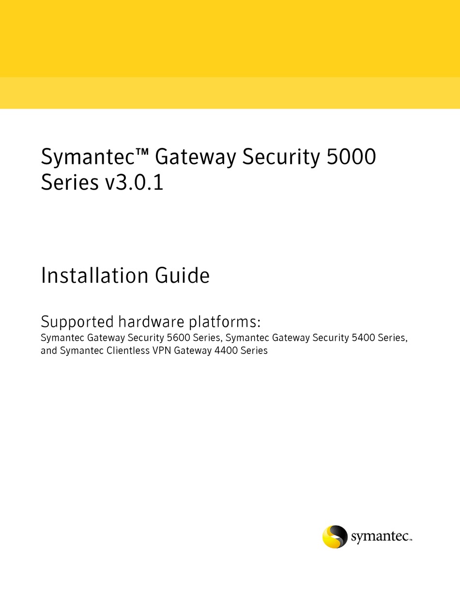 SYMANTEC 5000 SERIES INSTALLATION MANUAL Pdf Download ManualsLib