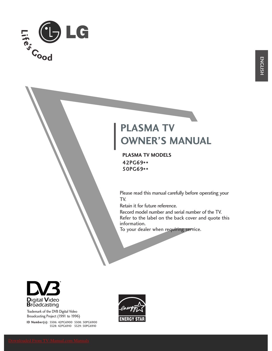 LG 42PG69 SERIES OWNER'S MANUAL Pdf Download | ManualsLib