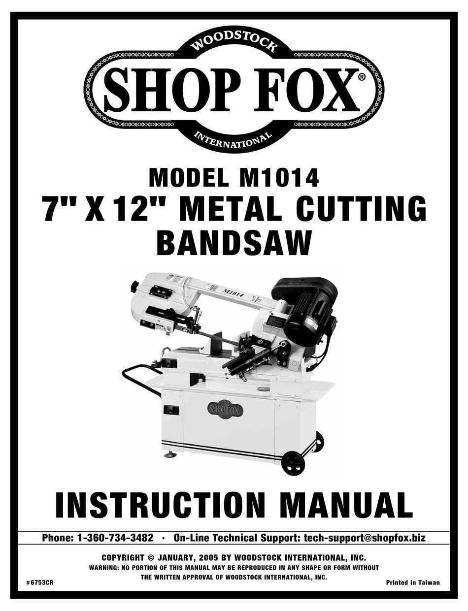 SHOP FOX M1014 INSTRUCTION MANUAL Pdf Download ManualsLib
