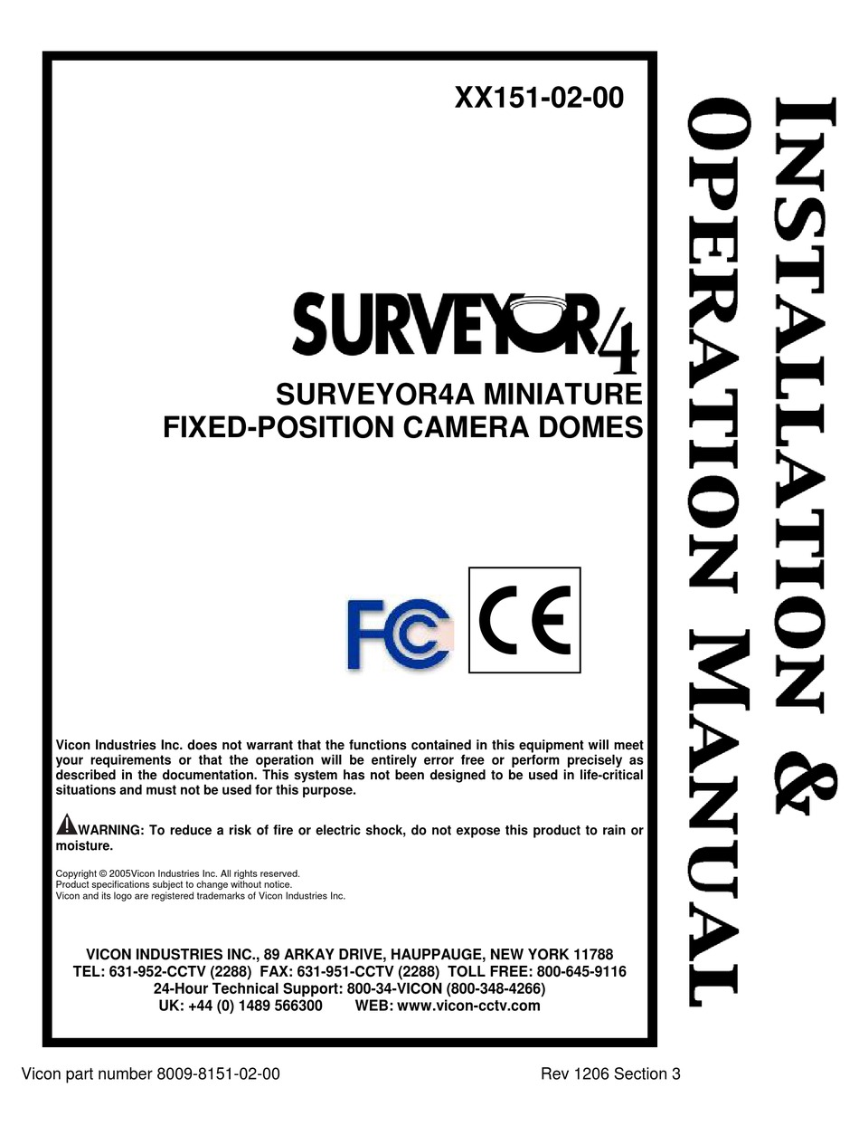 VICON SURVEYOR4A INSTALLATION AND OPERATION MANUAL Pdf Download ...