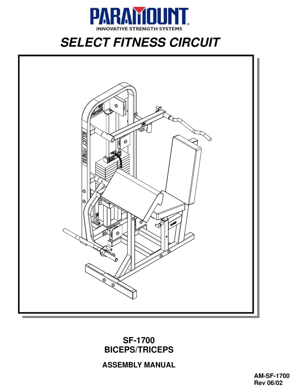 PARAMOUNT FITNESS SF1700 ASSEMBLY MANUALA Pdf Download ManualsLib