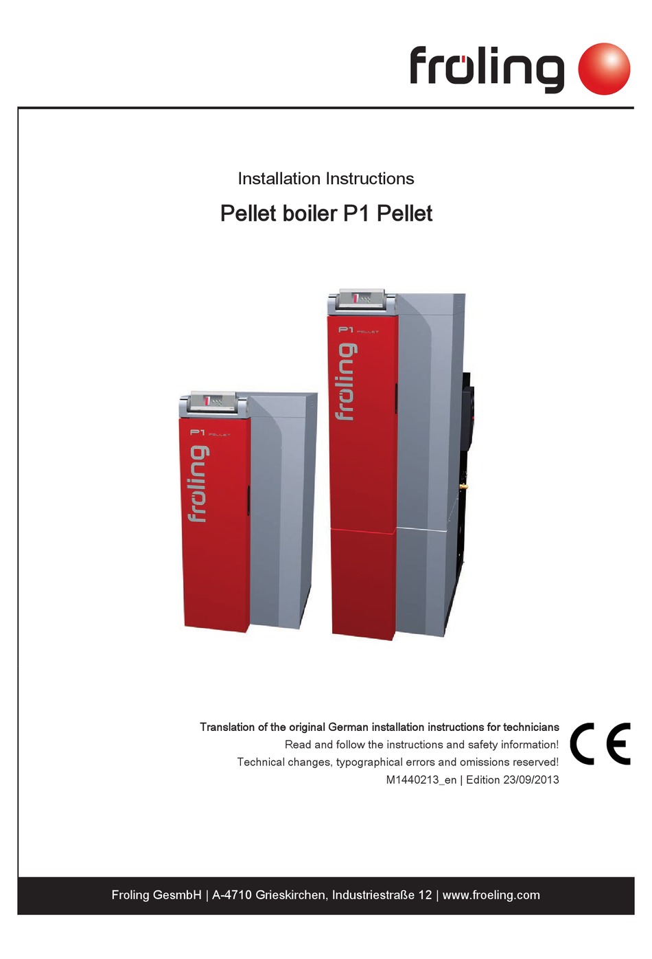 FROLING P1 PELLET INSTALLATION INSTRUCTIONS MANUAL Pdf Download ...