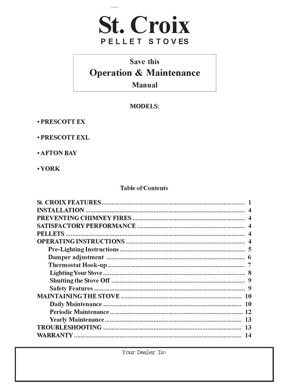 ST. CROIX PRESCOTT EX OPERATION u0026 MAINTENANCE MANUAL Pdf Download |  ManualsLib