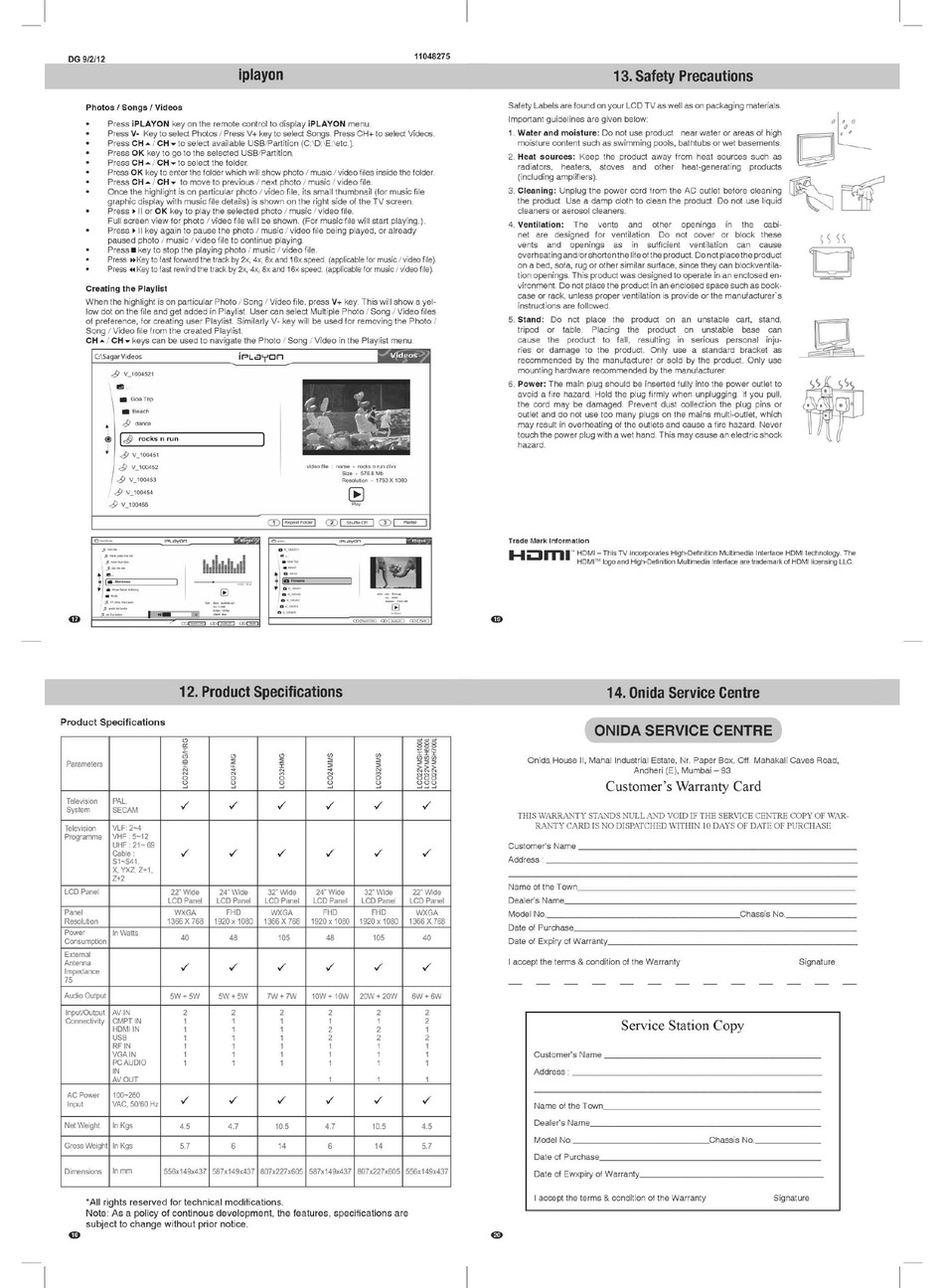 ONIDA LCO24MMS INSTRUCTION MANUAL Pdf Download ManualsLib