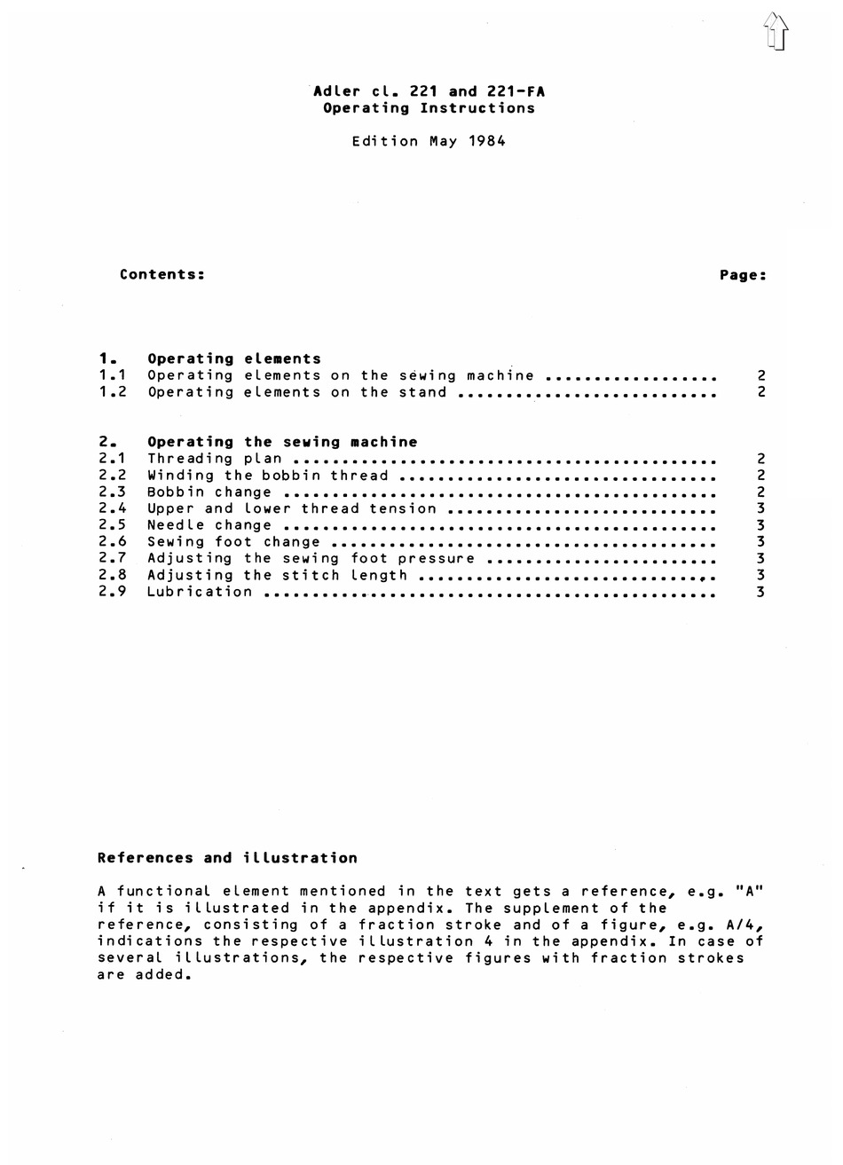 ADLER 221 OPERATING INSTRUCTIONS MANUAL Pdf Download | ManualsLib