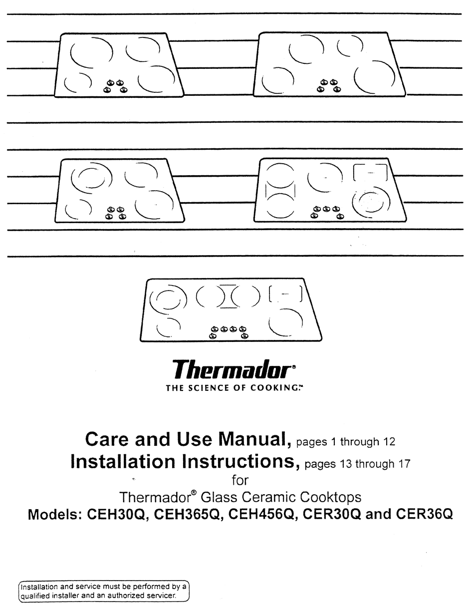 THERMADOR CEH365Q CARE AND USE INSTALLATION INSTRUCTIONS Pdf Download