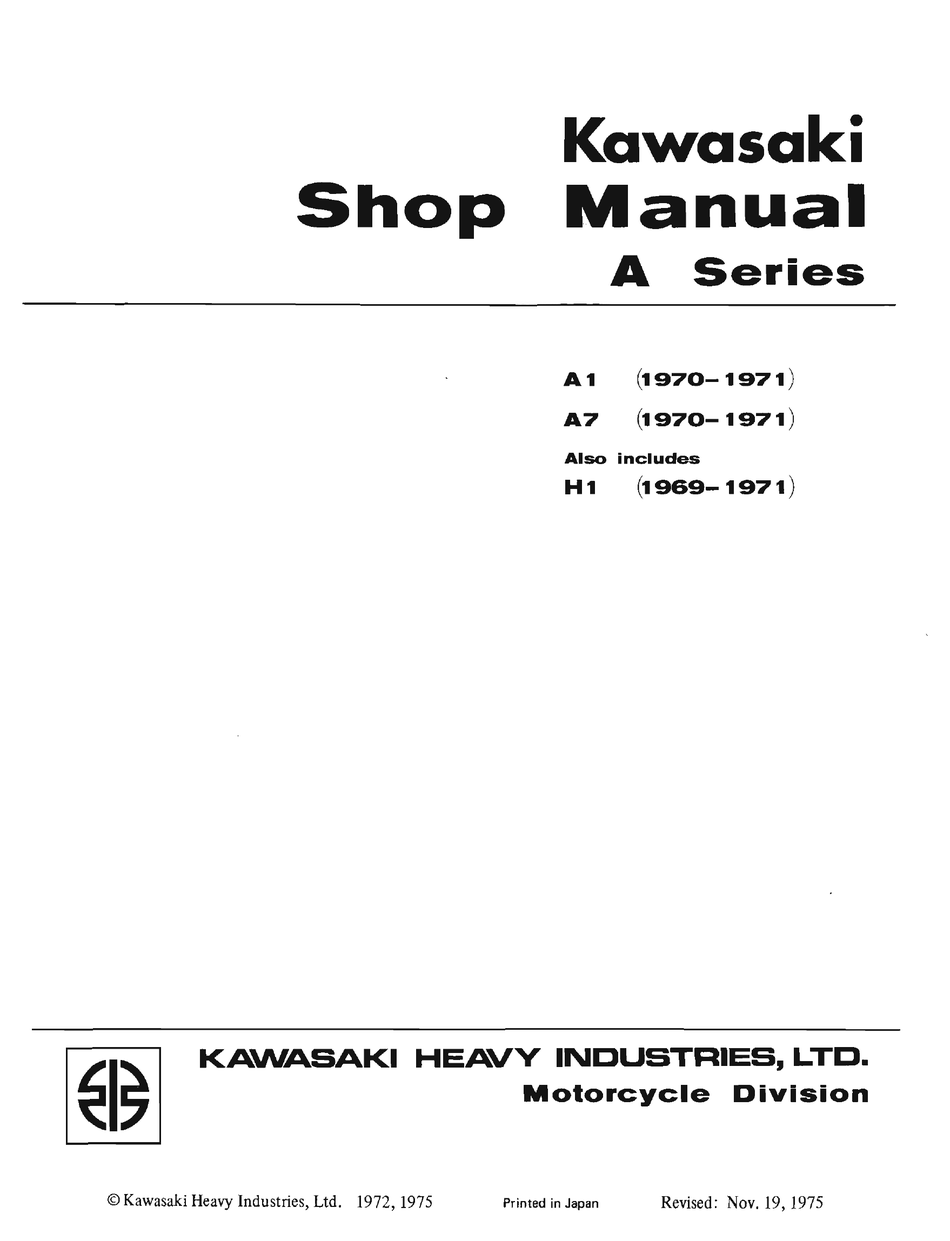 KAWASAKI A1 1970 SHOP MANUAL Pdf Download | ManualsLib