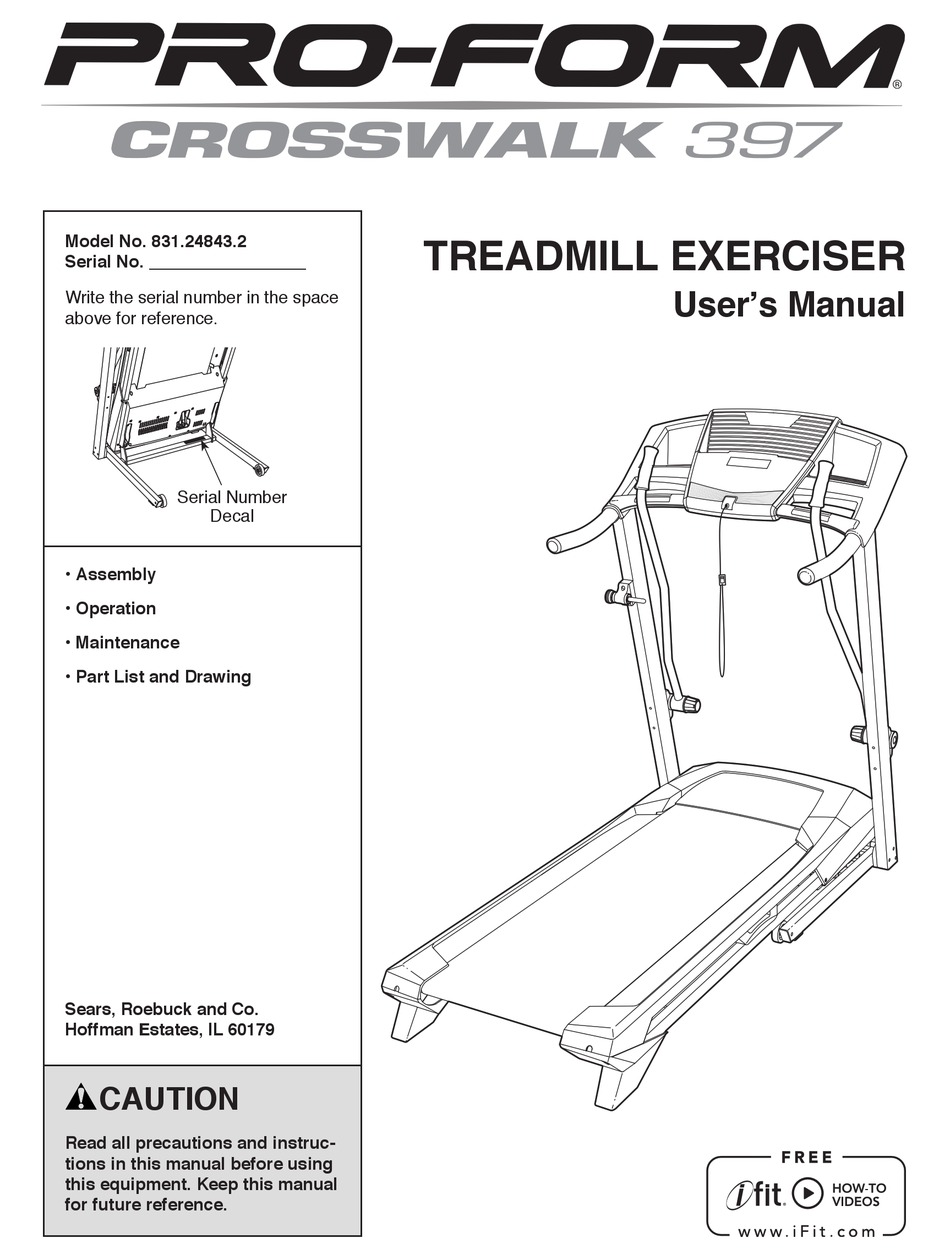 Proform crosswalk treadmill online 397